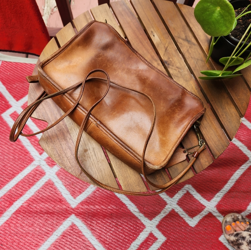 Vintage Coach shoulder bag, glove tanned cowhide , brown leather